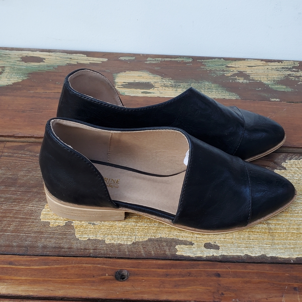 NWOT Catherine Malandrino Swan d'Orsay flat pointed Black shoes Sz 6.5